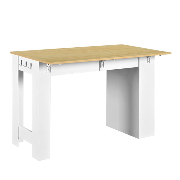 English Elm U_style-Ca Foldable Sideboard with Marble Grain Drop Leaf Top and Two Door Cabinet N711P427079O