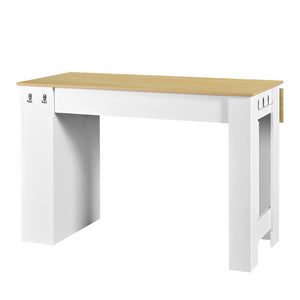English Elm U_style-Ca Foldable Sideboard with Marble Grain Drop Leaf Top and Two Door Cabinet N711P427079O