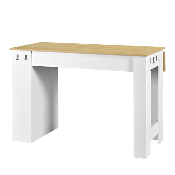 English Elm U_style-Ca Foldable Sideboard with Marble Grain Drop Leaf Top and Two Door Cabinet N711P427079O