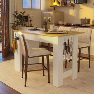 English Elm U_style-Ca Foldable Sideboard with Marble Grain Drop Leaf Top and Two Door Cabinet N711P427079O