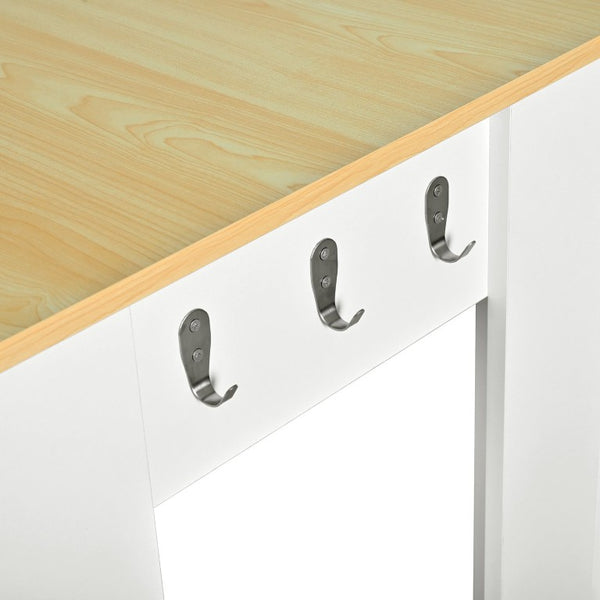 English Elm U_style-Ca Foldable Sideboard with Marble Grain Drop Leaf Top and Two Door Cabinet N711P427079O