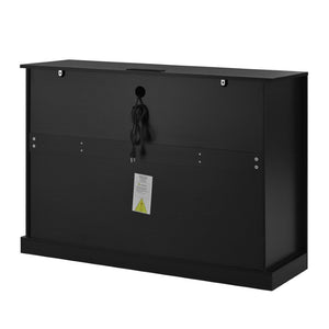 English Elm U_style Modern Buffet Cabinet with Six Drawers Built-In Power Outlet and Adjustable Shelving Black N711P437720B