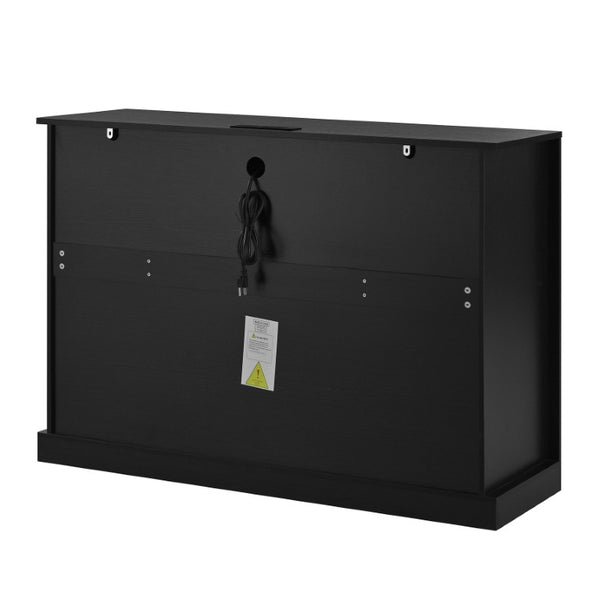 English Elm U_style Modern Buffet Cabinet with Six Drawers Built-In Power Outlet and Adjustable Shelving Black N711P437720B