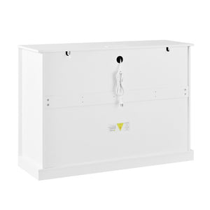 English Elm U_style Modern Buffet Cabinet with Six Drawers Built-In Power Outlet and Adjustable Shelving White N711P437720K