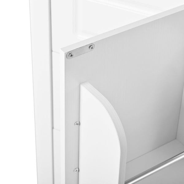 English Elm U_style Modern Buffet Cabinet with Six Drawers Built-In Power Outlet and Adjustable Shelving White N711P437720K
