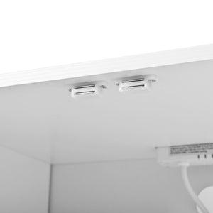 English Elm U_style Modern Buffet Cabinet with Six Drawers Built-In Power Outlet and Adjustable Shelving White N711P437720K