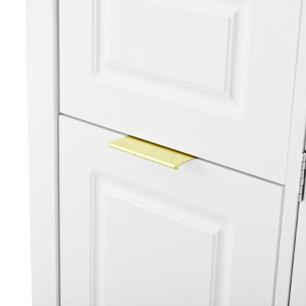 English Elm U_style Modern Buffet Cabinet with Six Drawers Built-In Power Outlet and Adjustable Shelving White N711P437720K