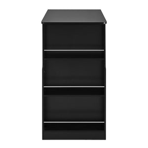 English Elm U-style Extendable Counter Height Sideboard with Acrylic Doors Pegboard and Open Shelving Black N711P437809B