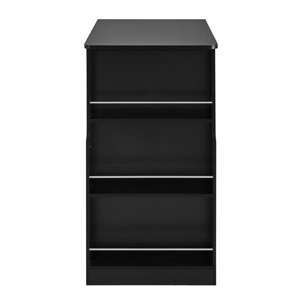 English Elm U-style Extendable Counter Height Sideboard with Acrylic Doors Pegboard and Open Shelving Black N711P437809B