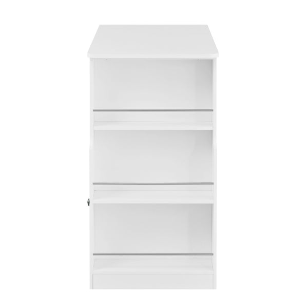English Elm U-style Extendable Counter Height Sideboard with Acrylic Doors Pegboard and Open Shelving White N711P437809K