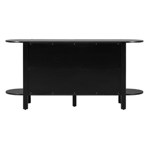 English Elm U_style Pine Wood Fluted Sideboard with Tiered Display Shelves for Dining Room N711P440153B