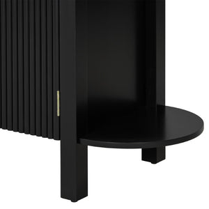 English Elm U_style Pine Wood Fluted Sideboard with Tiered Display Shelves for Dining Room N711P440153B