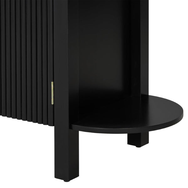 English Elm U_style Pine Wood Fluted Sideboard with Tiered Display Shelves for Dining Room N711P440153B