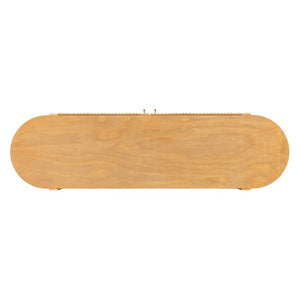 English Elm U_style Pine Wood Fluted Sideboard with Curved Shelves Mid Century Modern Dining Cabinet N711P440153O