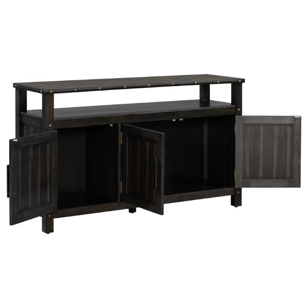English Elm U_styled Pine Wood Sideboard with Industrial Rivets Three Door Storage Dining Room N711P440154B