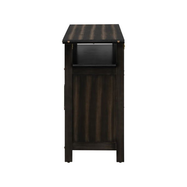 English Elm U_styled Pine Wood Sideboard with Industrial Rivets Three Door Storage Dining Room N711P440154B
