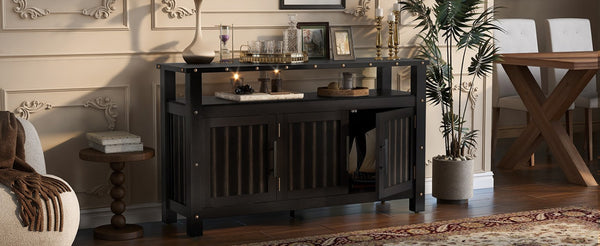 English Elm U_styled Pine Wood Sideboard with Industrial Rivets Three Door Storage Dining Room N711P440154B