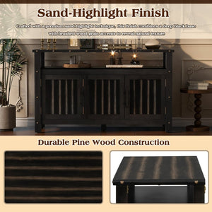 English Elm U_styled Pine Wood Sideboard with Industrial Rivets Three Door Storage Dining Room N711P440154B