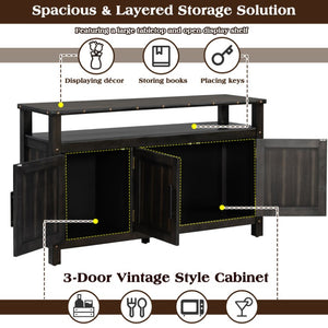 English Elm U_styled Pine Wood Sideboard with Industrial Rivets Three Door Storage Dining Room N711P440154B