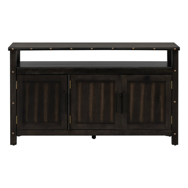 English Elm U_styled Pine Wood Sideboard with Industrial Rivets Three Door Storage Dining Room N711P440154B