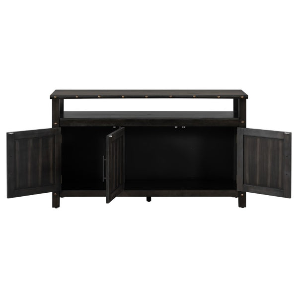 English Elm U_styled Pine Wood Sideboard with Industrial Rivets Three Door Storage Dining Room N711P440154B
