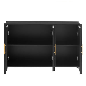 English Elm U-style Sculptural Wavy Door Sideboard with Pine Legs Painted Cabinet for Entryway N711P452388B
