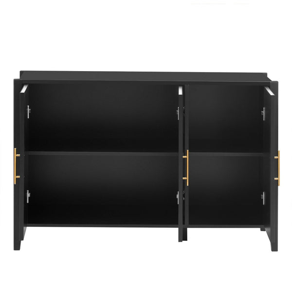 English Elm U-style Sculptural Wavy Door Sideboard with Pine Legs Painted Cabinet for Entryway N711P452388B