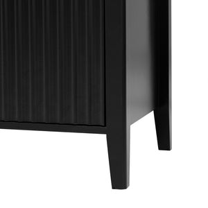 English Elm U-style Sculptural Wavy Door Sideboard with Pine Legs Painted Cabinet for Entryway N711P452388B