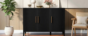 English Elm U-style Sculptural Wavy Door Sideboard with Pine Legs Painted Cabinet for Entryway N711P452388B