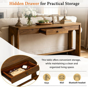 English Elm U_style Oak Veneer Console Table with Drawer Oval Leg Entryway Hallway Accent N711P456184D