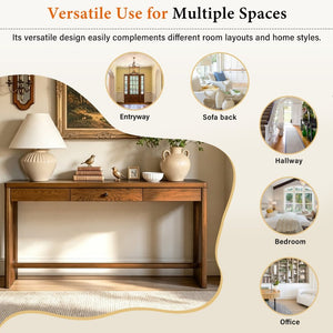 English Elm U_style Oak Veneer Console Table with Drawer Oval Leg Entryway Hallway Accent N711P456184D