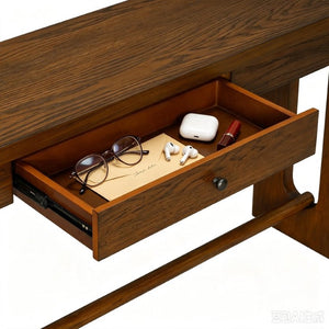 English Elm U_style Oak Veneer Console Table with Drawer Oval Leg Entryway Hallway Accent N711P456184D
