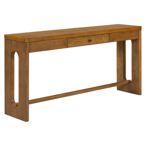 English Elm U_style Oak Veneer Console Table with Storage Drawer and Oval Cutout Legs for Entryway Natural N711P456184O