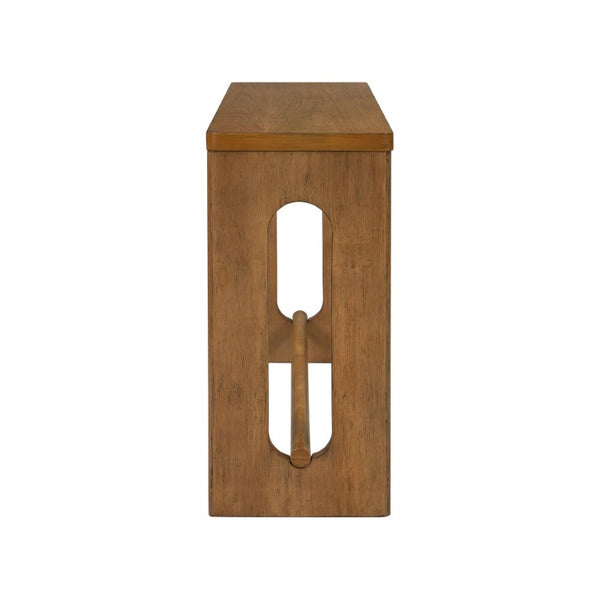 English Elm U_style Oak Veneer Console Table with Storage Drawer and Oval Cutout Legs for Entryway Natural N711P456184O