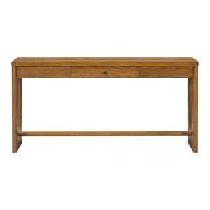 English Elm U_style Oak Veneer Console Table with Storage Drawer and Oval Cutout Legs for Entryway Natural N711P456184O