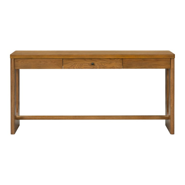 English Elm U_style Oak Veneer Console Table with Storage Drawer and Oval Cutout Legs for Entryway Natural N711P456184O