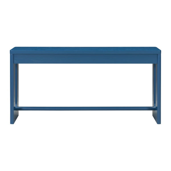 English Elm U_style Oak Veneer Console Table with Storage Drawer and Oval Cutout Legs for Entryway Navy Blue N711P456184V