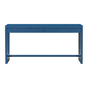 English Elm U_style Oak Veneer Console Table with Storage Drawer and Oval Cutout Legs for Entryway Navy Blue N711P456184V
