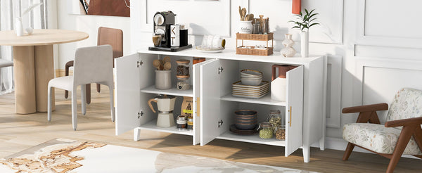 English Elm U_style Sculptural Wavy Slat Sideboard with Pine Legs and Gold Handles for Modern Dining N711P456628K