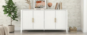 English Elm U_style Sculptural Wavy Slat Sideboard with Pine Legs and Gold Handles for Modern Dining N711P456628K