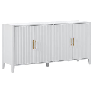 English Elm U_style Sculptural Wavy Slat Sideboard with Pine Legs and Gold Handles for Modern Dining N711P456628K