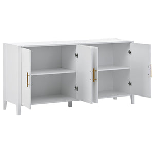 English Elm U_style Sculptural Wavy Slat Sideboard with Pine Legs and Gold Handles for Modern Dining N711P456628K