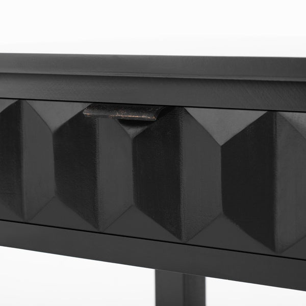 English Elm U_style Fir Veneer Console Table Honeycomb Drawer Fronts Iron Handles Entryway Storage Black N711P475187B