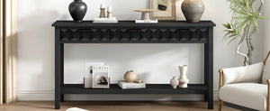 English Elm U_style Fir Veneer Console Table Honeycomb Drawer Fronts Iron Handles Entryway Storage Black N711P475187B
