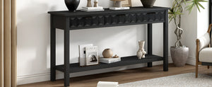 English Elm U_style Fir Veneer Console Table Honeycomb Drawer Fronts Iron Handles Entryway Storage Black N711P475187B