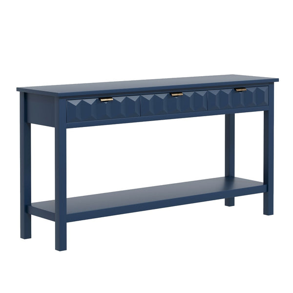 English Elm U_style Fir Veneer Console Table Honeycomb Drawer Fronts Iron Handles Entryway Storage N711P475187V