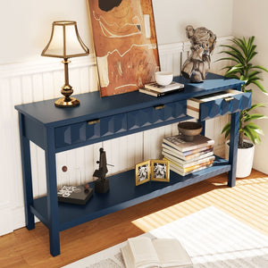English Elm U_style Fir Veneer Console Table Honeycomb Drawer Fronts Iron Handles Entryway Storage N711P475187V