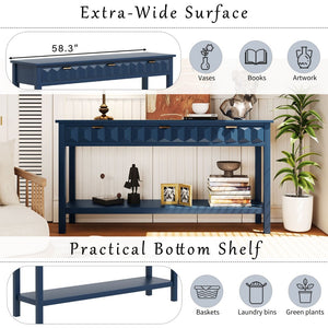 English Elm U_style Fir Veneer Console Table Honeycomb Drawer Fronts Iron Handles Entryway Storage N711P475187V