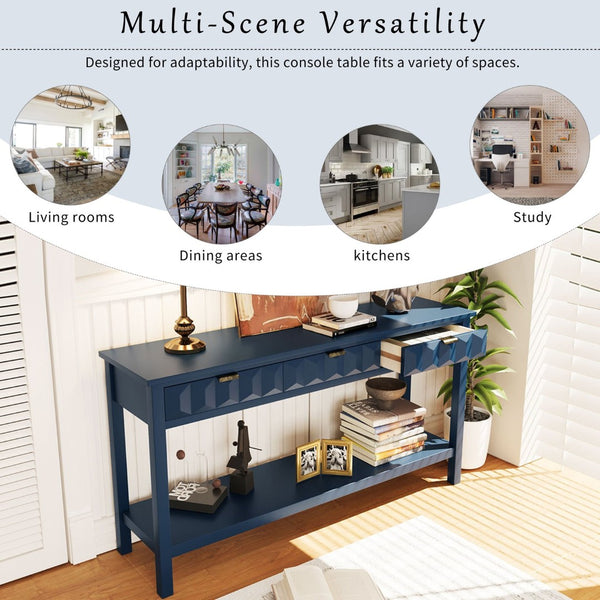 English Elm U_style Fir Veneer Console Table Honeycomb Drawer Fronts Iron Handles Entryway Storage N711P475187V