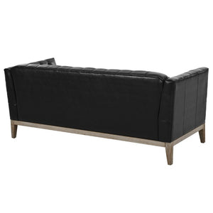 English Elm U-Style Chesterfield Sofa Button Tufted PU Leather Pine Frame Mid-Century 3 Seat Black N711P520275B